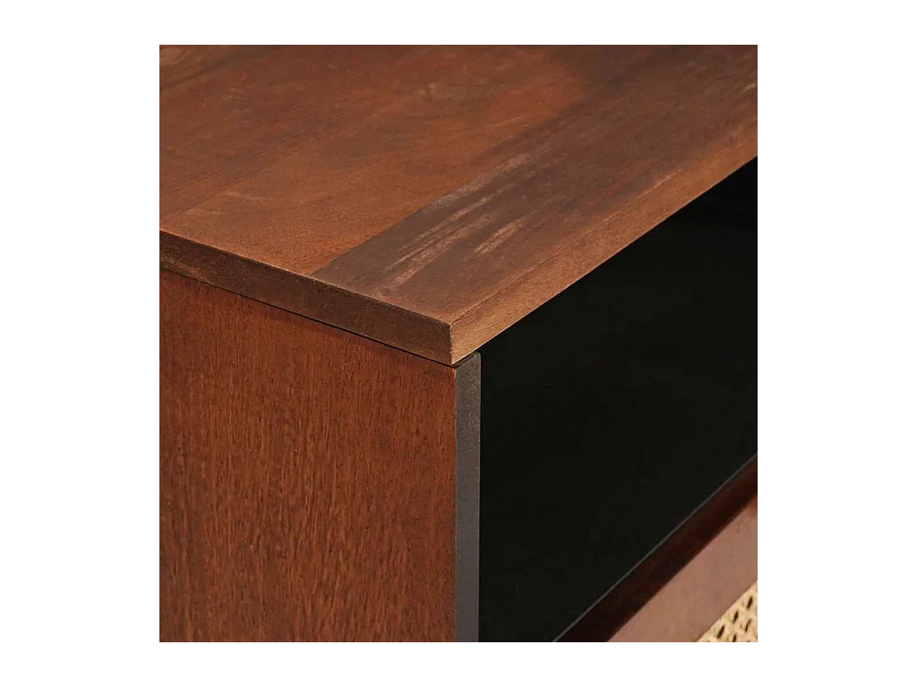 Tables de chevet Marron Rotin et bois de mangue massif