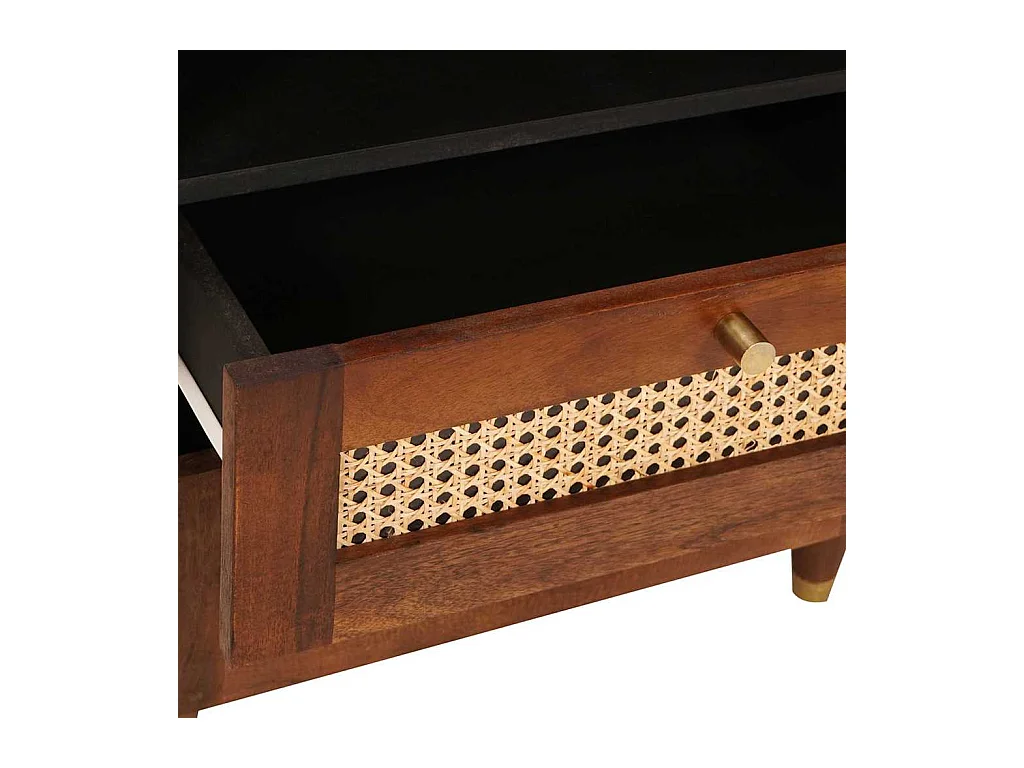 Tables de chevet Marron Rotin et bois de mangue massif
