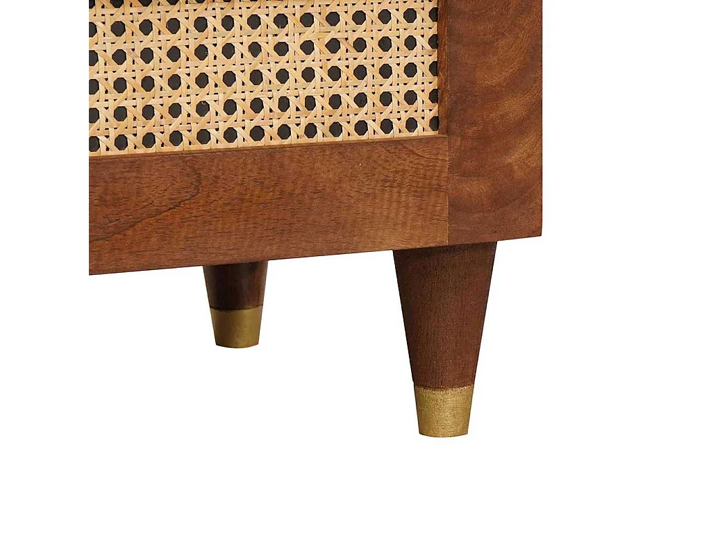 Tables de chevet Marron Rotin et bois de mangue massif