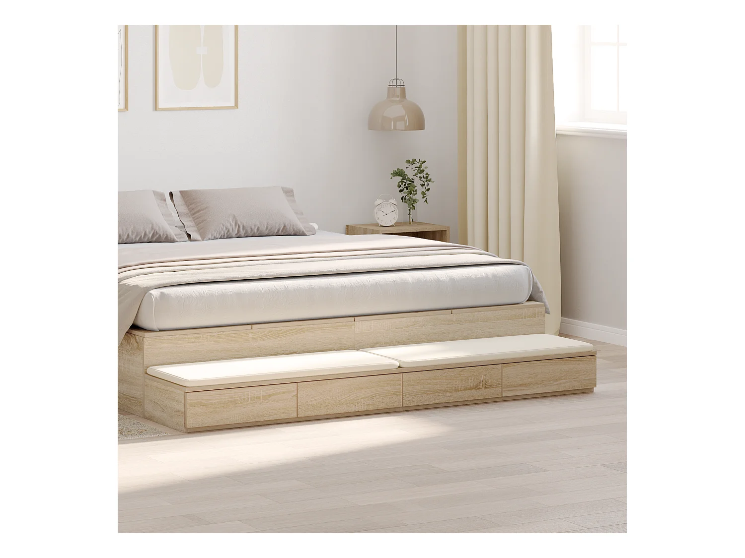 Tiroirs de lit Chêne Sonoma 180x36,5x16,5 cm en bois d'ingénierie