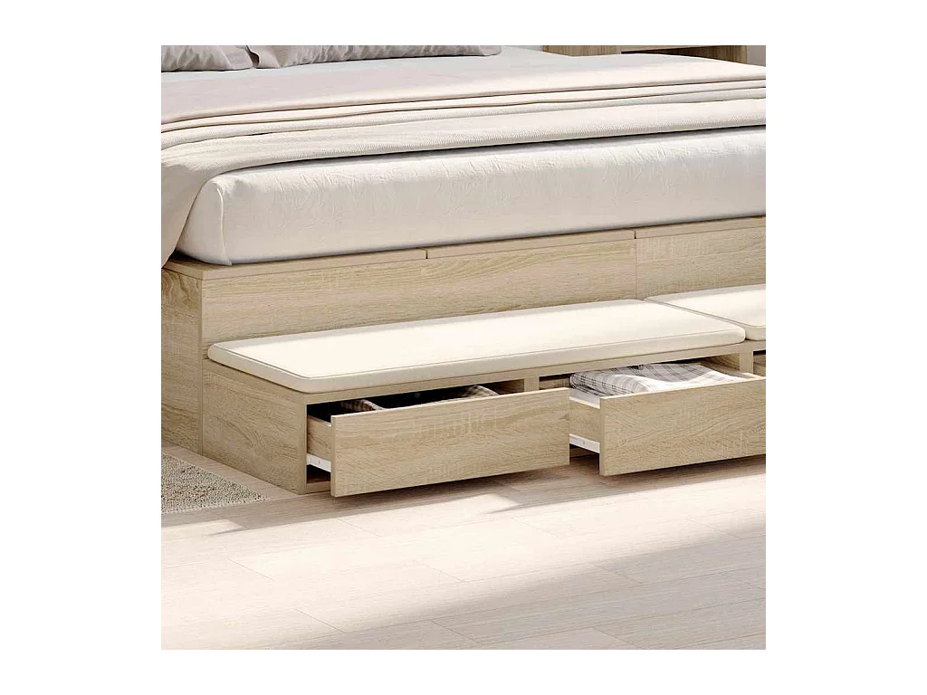 Tiroirs de lit Chêne Sonoma 180x36,5x16,5 cm en bois d'ingénierie