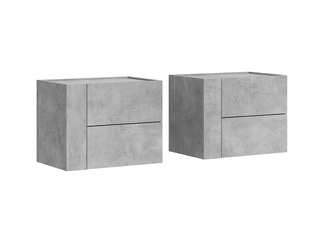 Tables de chevet murales 2 pcs gris béton 45x30x35 cm