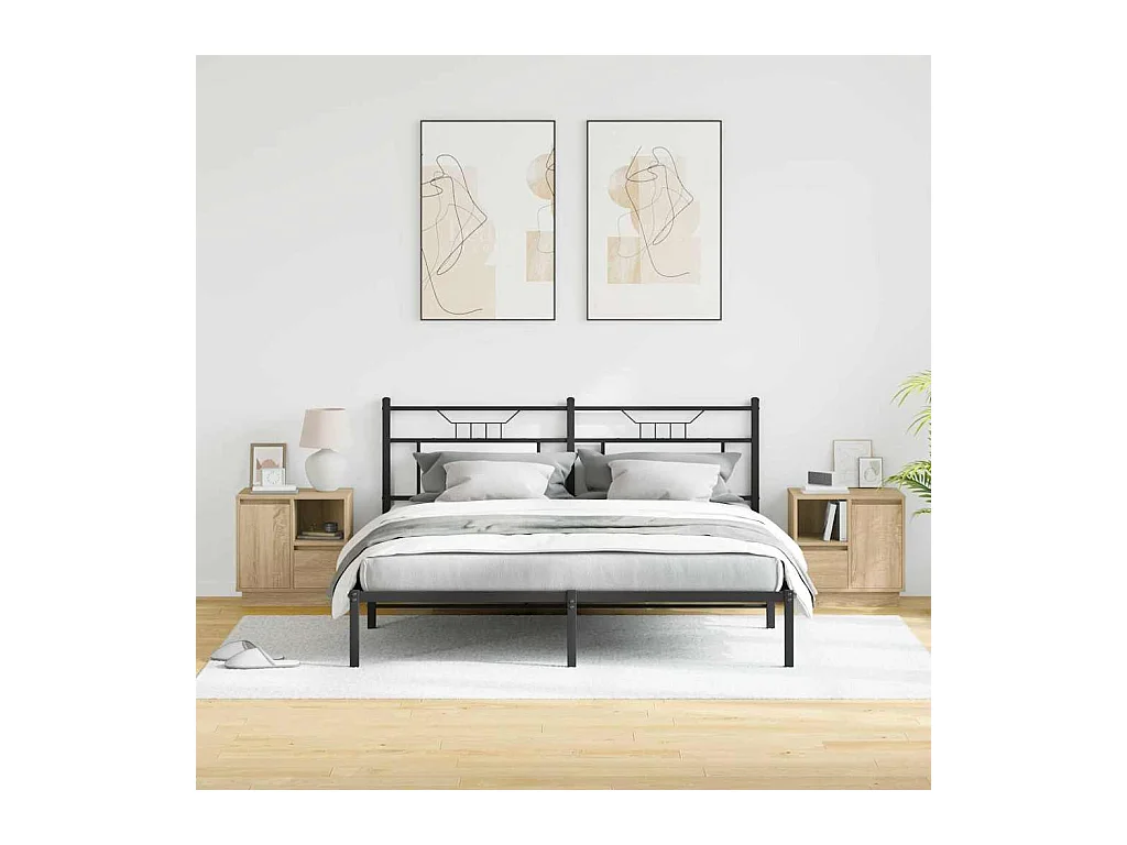 Meubles de Chevet avec LED 2 pcs Chêne Sonoma 50x34,5x50 cm