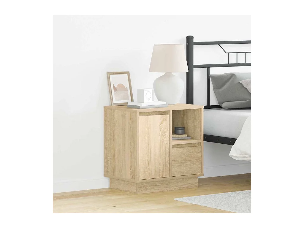Nachttisch mit LED 2 Stk. Sonoma Eiche 50x34,5x50 cm