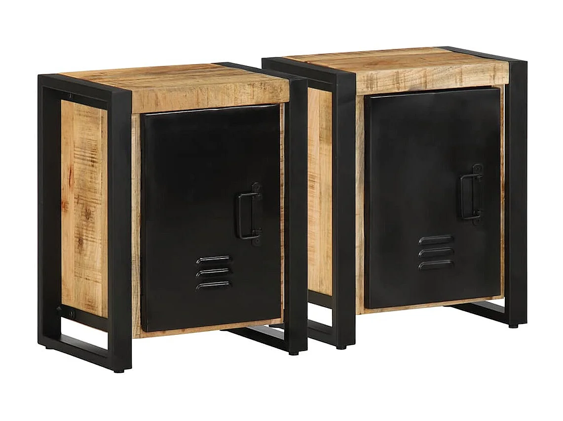 Tables de chevet 2 pcs bois de manguier massif brut