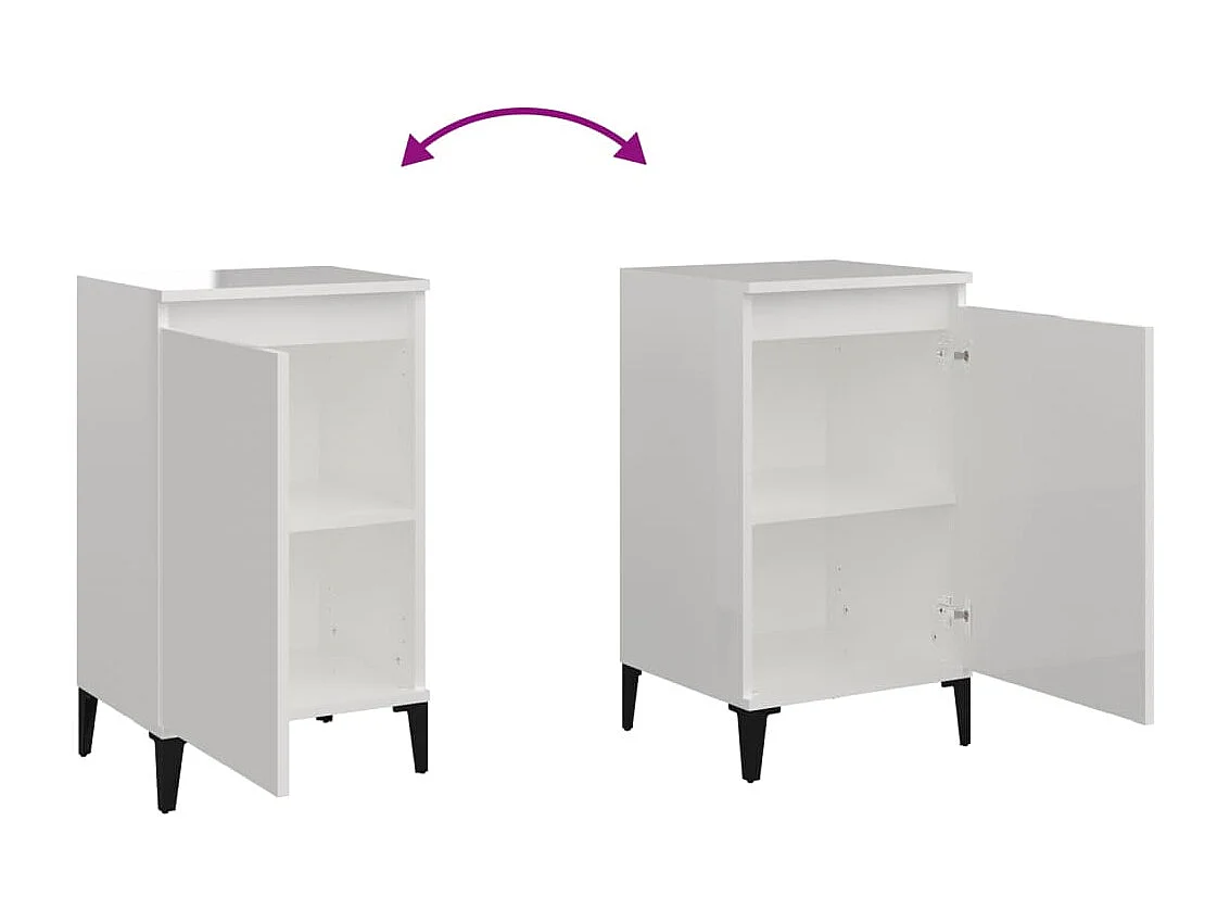 Comodino bianco lucido 40x35x70 cm in legno ingegnerizzato