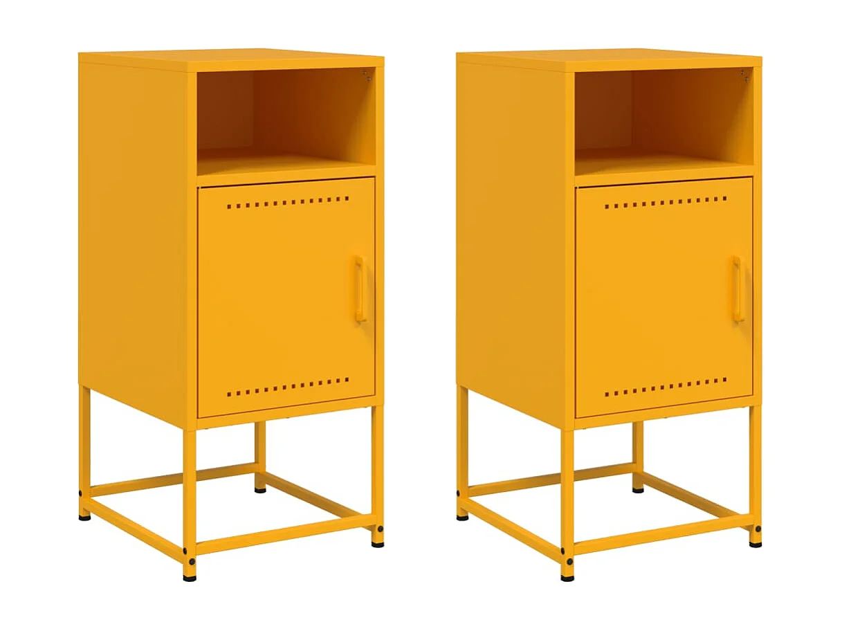 Nachtkastjes 2 stuks mosterdgeel 36x39x78 cm staal