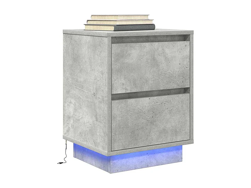 Nachttisch mit LED-Beleuchtung, Betongrau, 38x34x50 cm