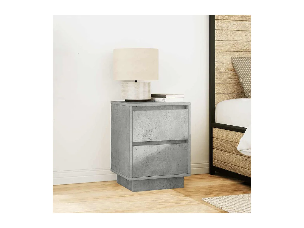 Table de chevet avec lumières LED gris béton 38x34x50 cm