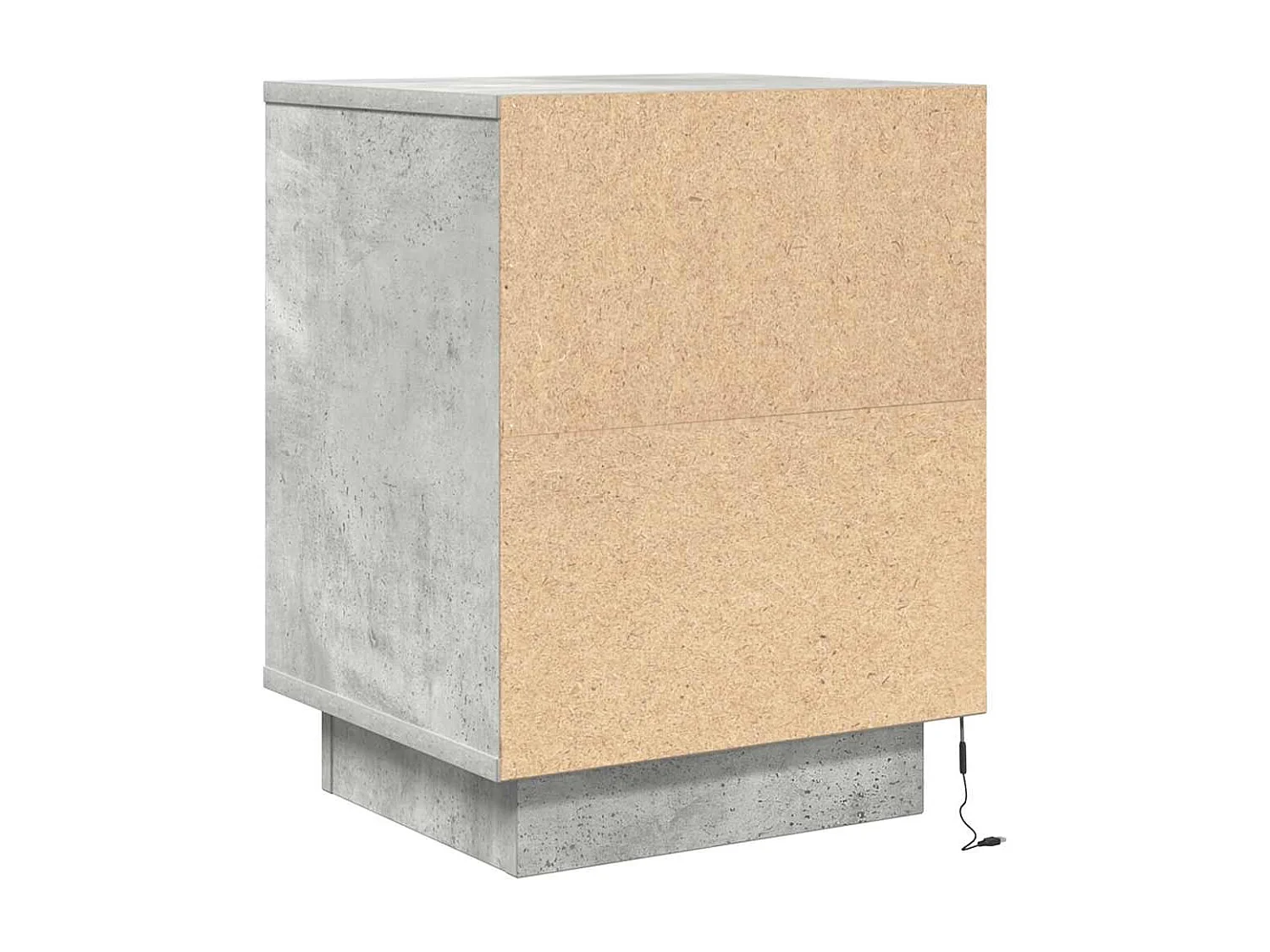 Comodino con luci LED, grigio cemento, 38x34x50 cm