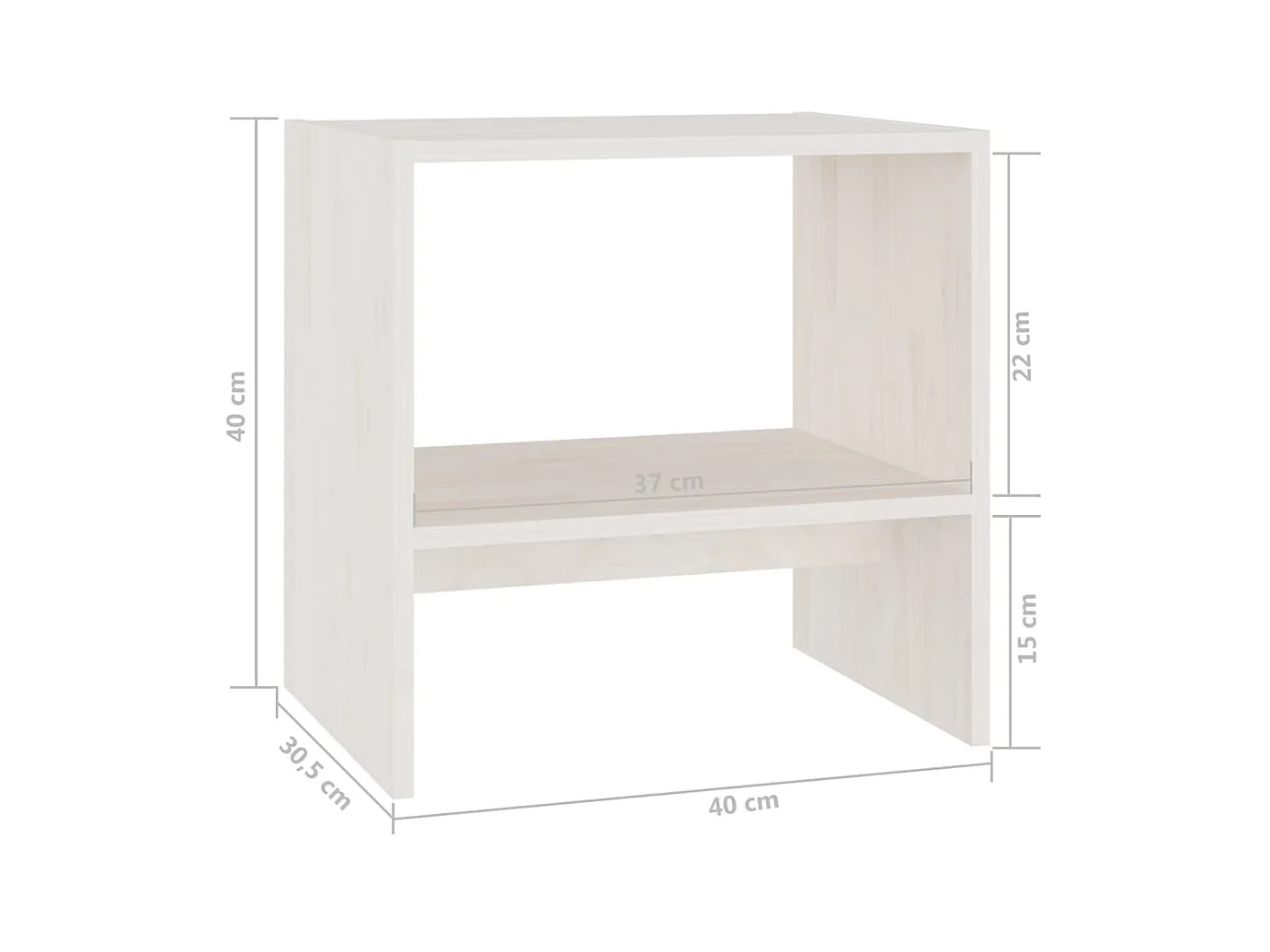 Nachttische 2 Stück Weiß 40x30,5x40 cm Massivholz Kiefer