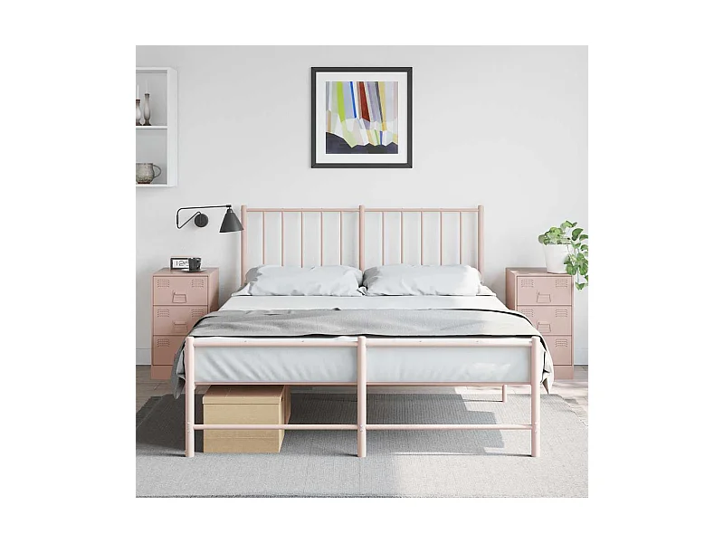 Tables de chevet 2 pcs rose 34,5x39x62 cm acier