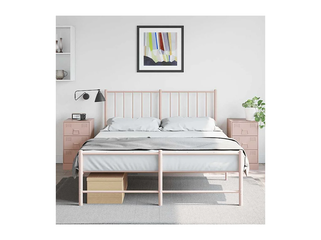 Tables de chevet 2 pcs rose 34,5x39x62 cm acier