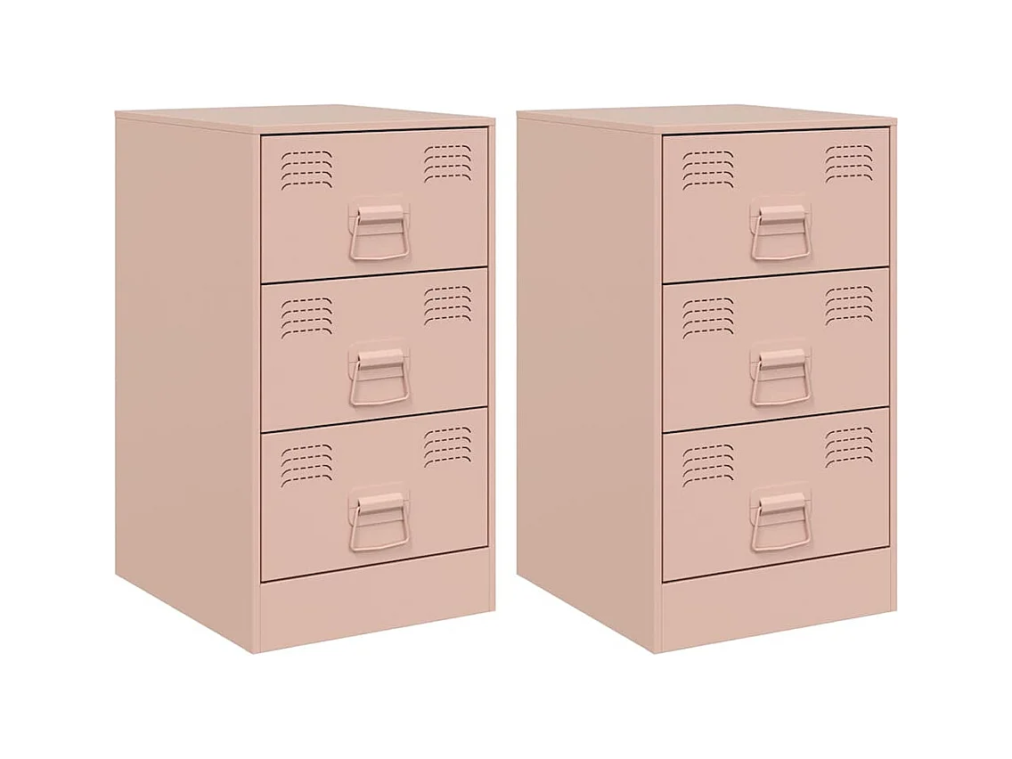 Tables de chevet 2 pcs rose 34,5x39x62 cm acier
