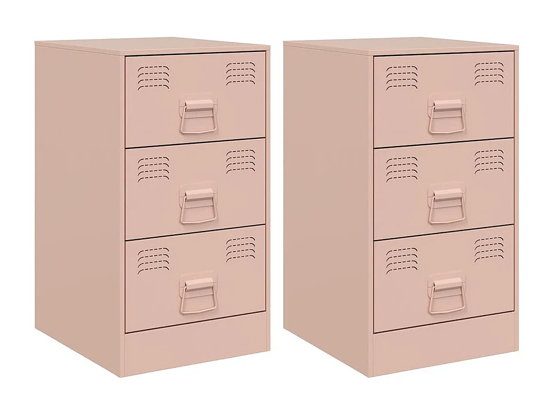 Tables de chevet 2 pcs rose 34,5x39x62 cm acier