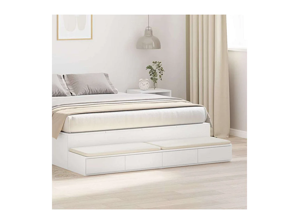Cassettiera bianca da letto 135x36,5x16,5 cm realizzata in truciolare