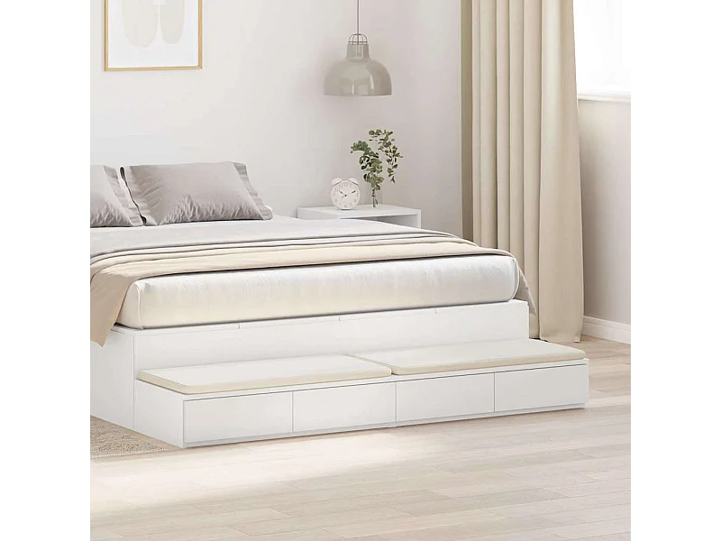 Tiroirs de lit blancs 135x36,5x16,5 cm en bois aggloméré