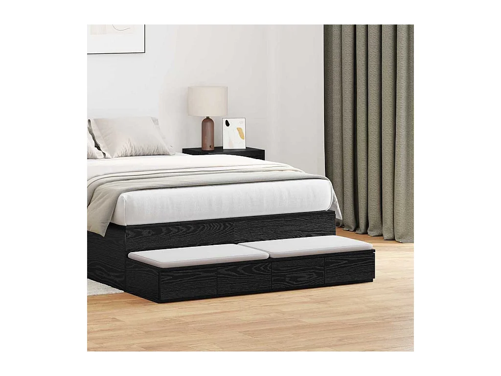 Bedlades Zwart 120x36,5x16,5 cm Bewerkt hout