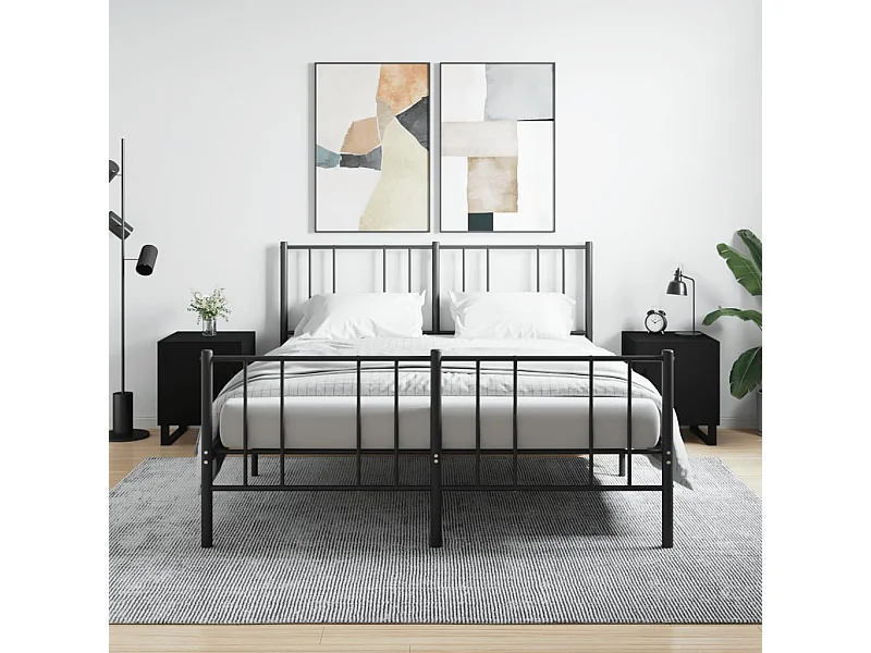 Nachtkastjes 2 stuks zwart 40x40x50 cm bewerkt hout