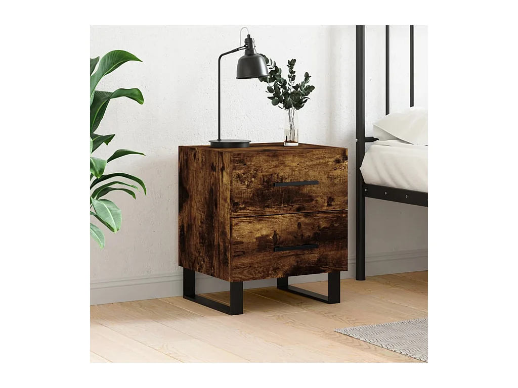 Table de chevet chêne fumé 40x35x47,5 cm bois d’ingénierie