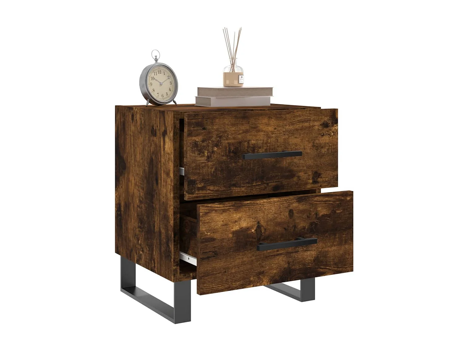 Table de chevet chêne fumé 40x35x47,5 cm bois d’ingénierie