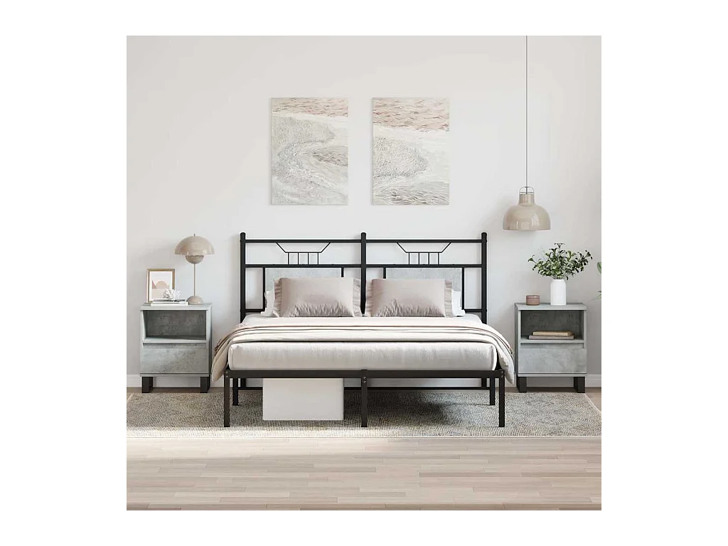 Comodini 2 pezzi grigio cemento 40x35x50 cm in legno ingegnerizzato