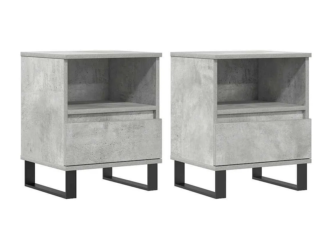 Tables de chevet 2 pcs gris béton 40x35x50 cm bois d’ingénierie