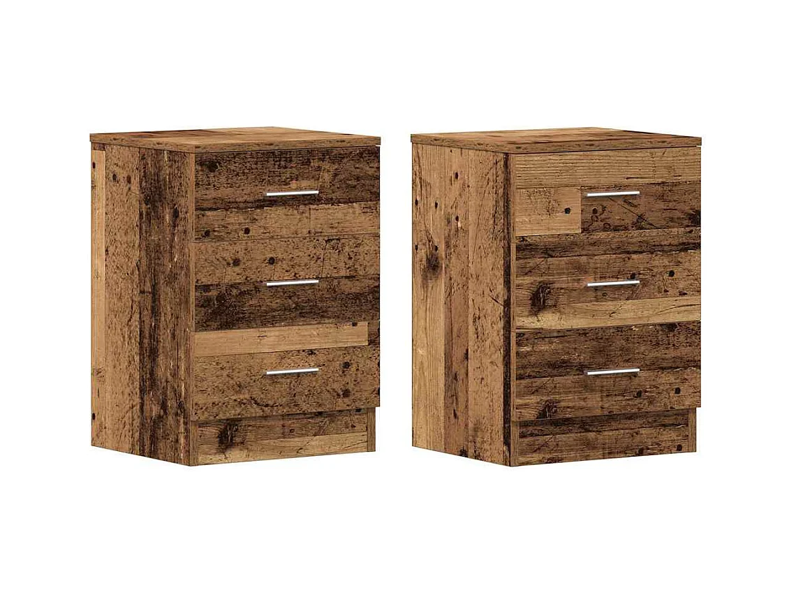 Nachtkastjes 2 stuks oud hout 38x35x55 cm bewerkt hout