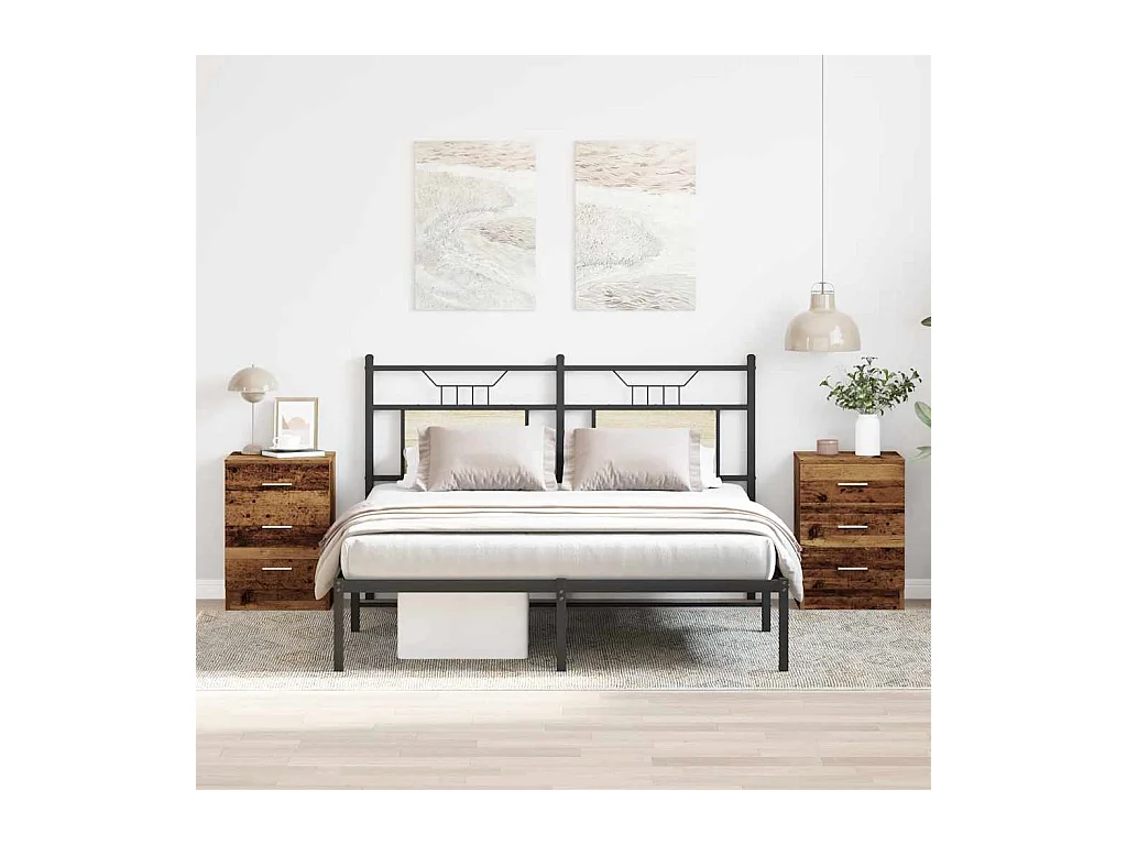 Nachtkastjes 2 stuks oud hout 38x35x55 cm bewerkt hout