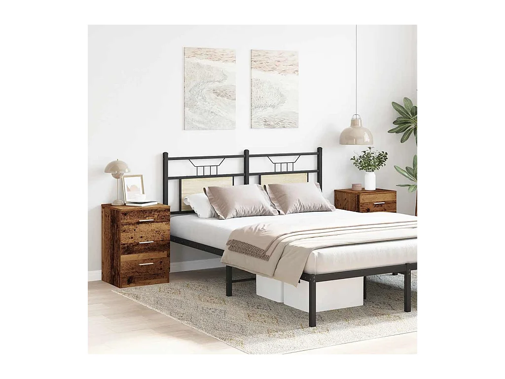 Nachtkastjes 2 stuks oud hout 38x35x55 cm bewerkt hout