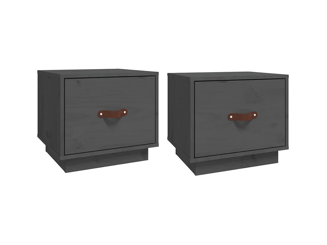 Mesitas de noche 2 uds Gris 40x34x35 cm Madera maciza de pino