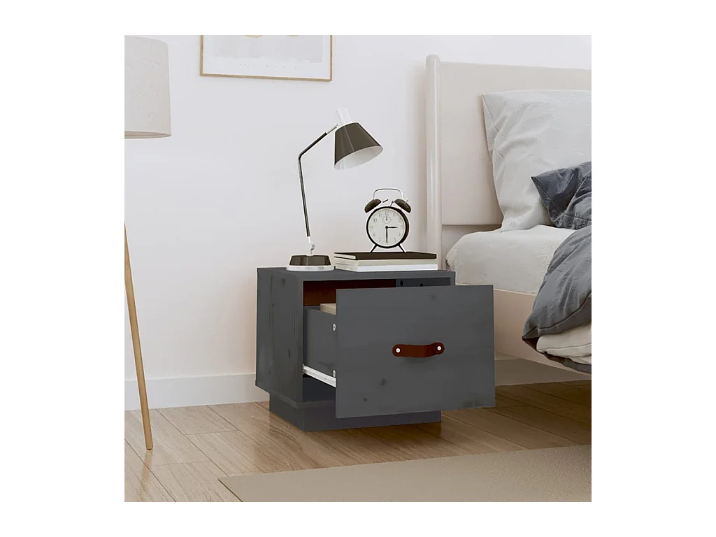 Mesitas de noche 2 uds Gris 40x34x35 cm Madera maciza de pino