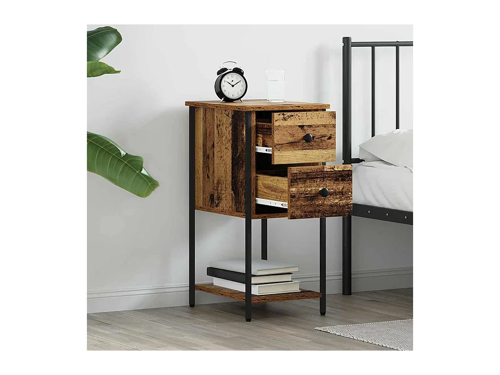 Cabinet de chevet avec tiroir 2 pcs Bois ancien 32 x 42 x 70 cm