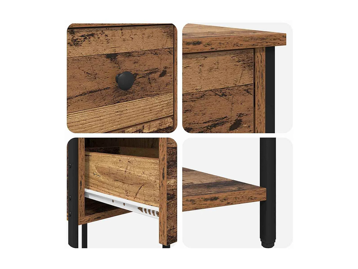 Cabinet de chevet avec tiroir 2 pcs Bois ancien 32 x 42 x 70 cm