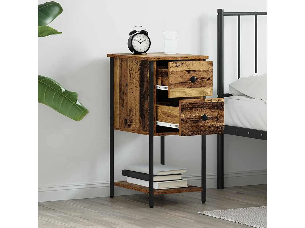 Cabinet de chevet avec tiroir 2 pcs Bois ancien 32 x 42 x 70 cm