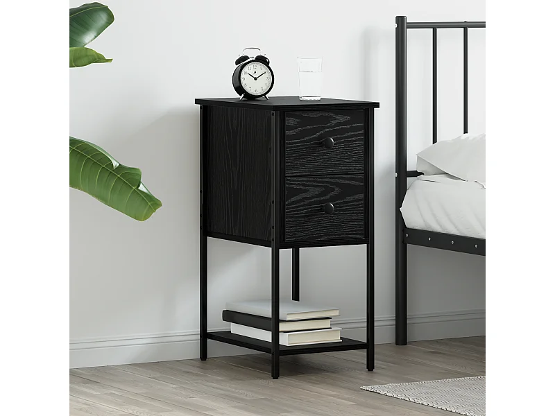 Comodino con cassetto Rovere nero 32 x 42 x 70 cm