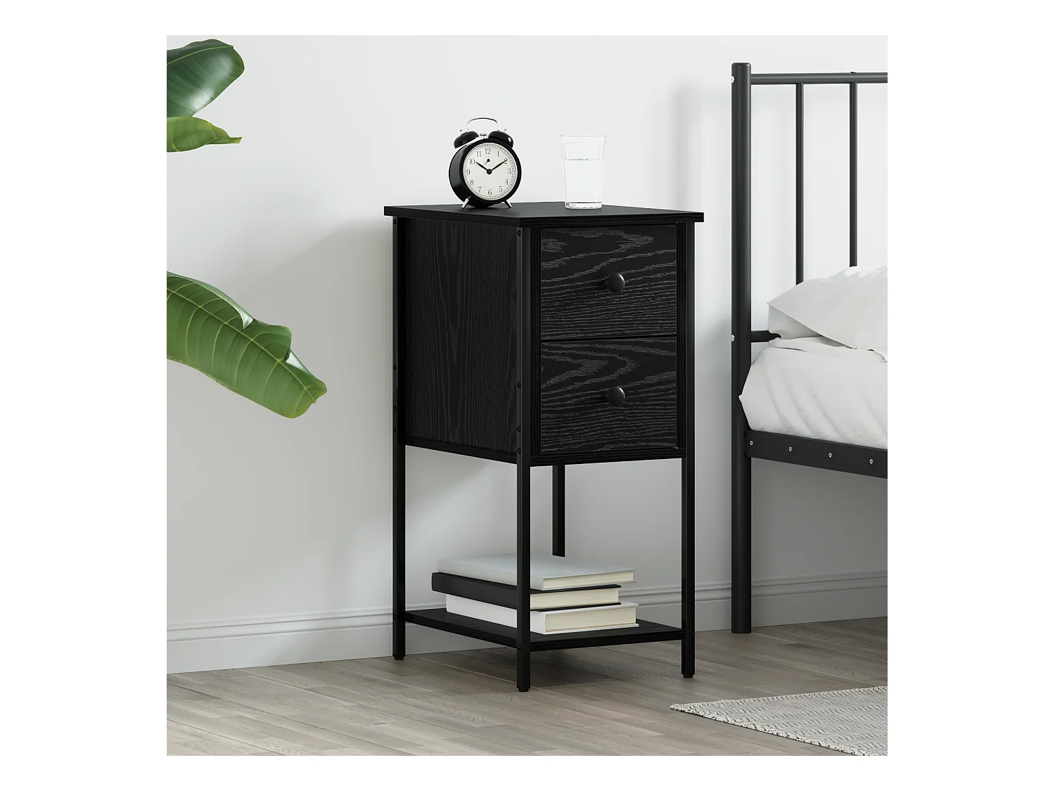 Cabinet de chevet avec tiroir Chêne noir 32 x 42 x 70 cm