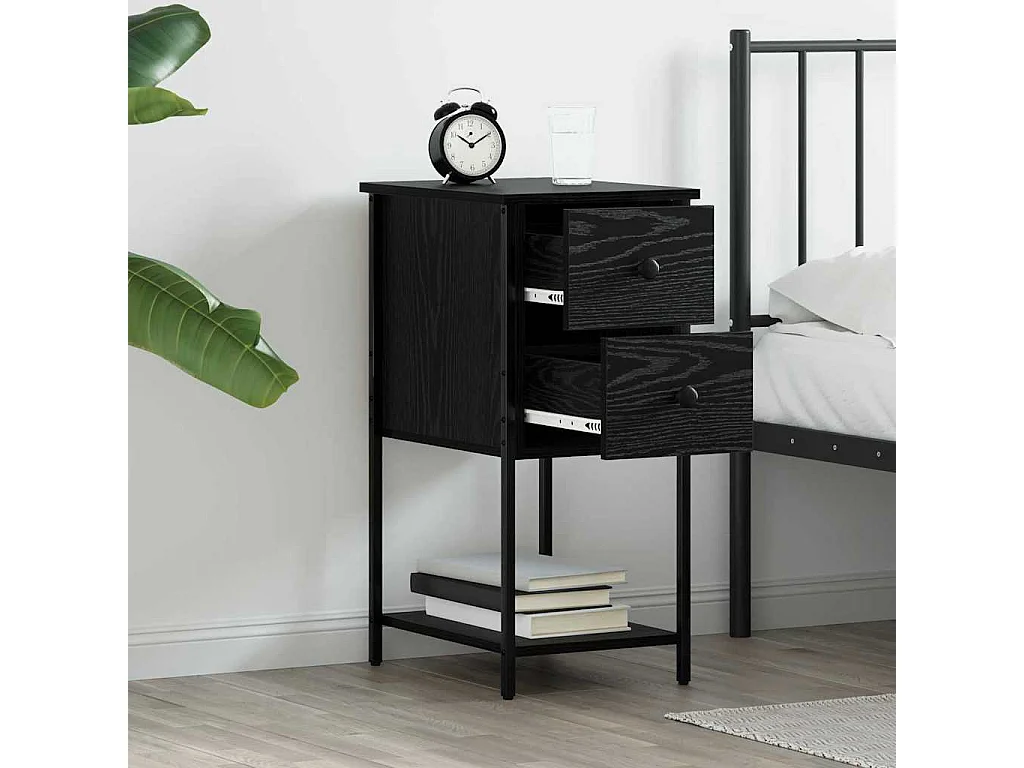 Cabinet de chevet avec tiroir Chêne noir 32 x 42 x 70 cm