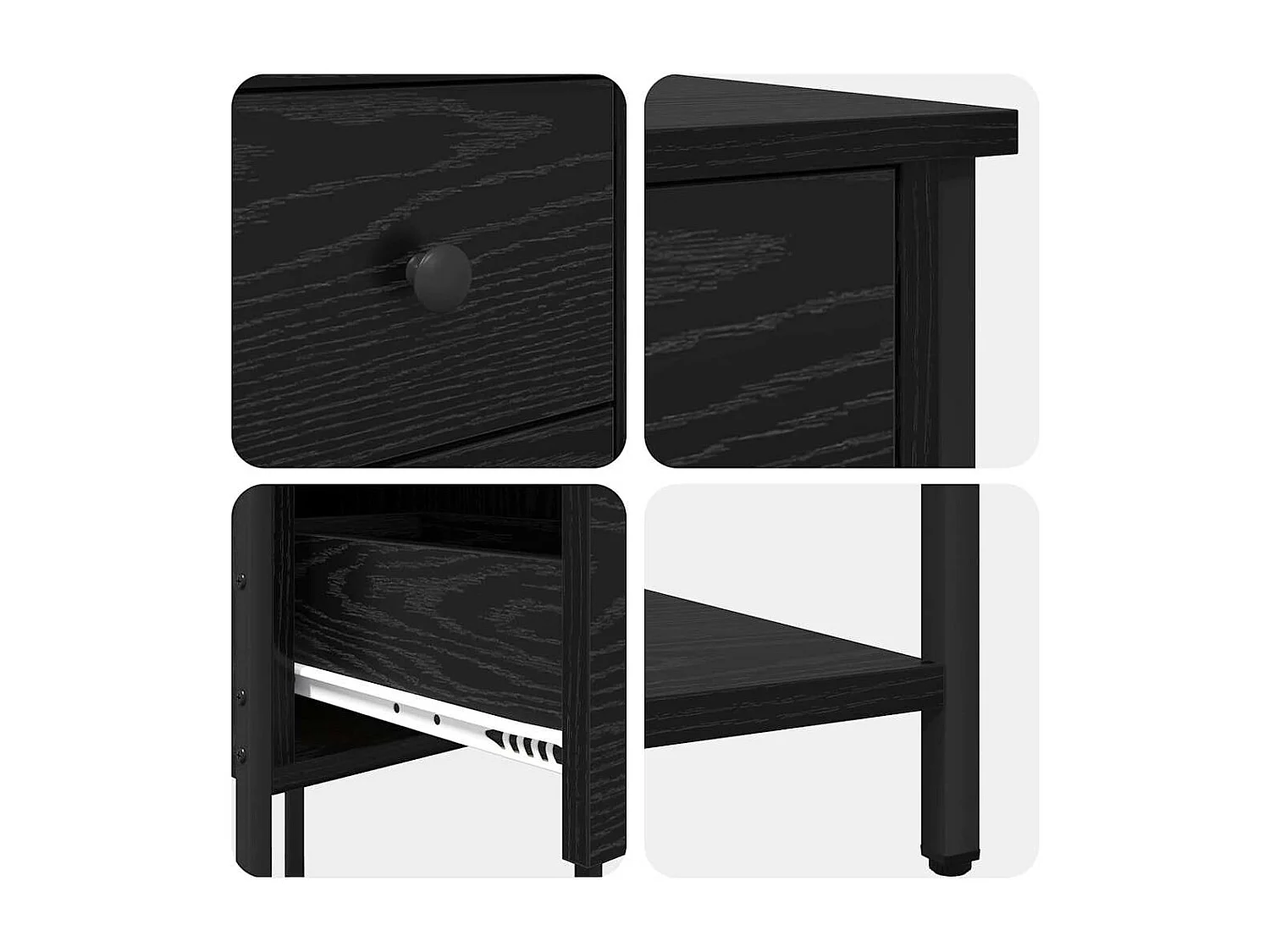 Cabinet de chevet avec tiroir Chêne noir 32 x 42 x 70 cm