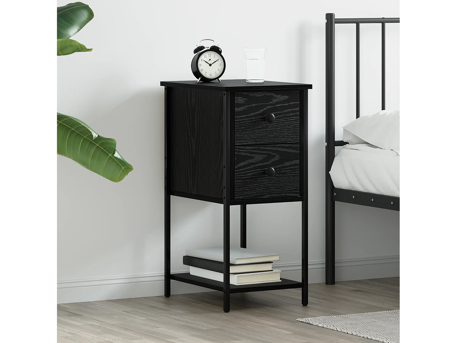 Nachtkastje met lade Zwart eiken 32 x 42 x 70 cm