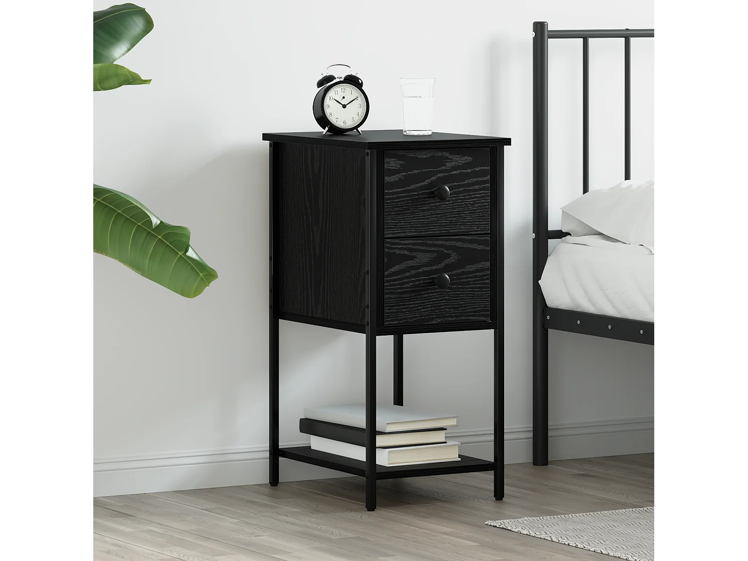 Cabinet de chevet avec tiroir Chêne noir 32 x 42 x 70 cm