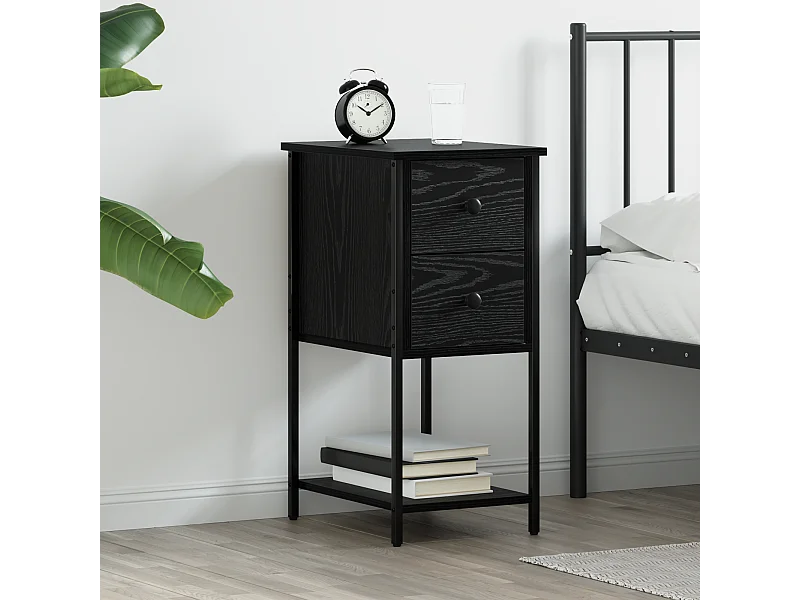 Cabinet de chevet avec tiroir Chêne noir 32 x 42 x 70 cm