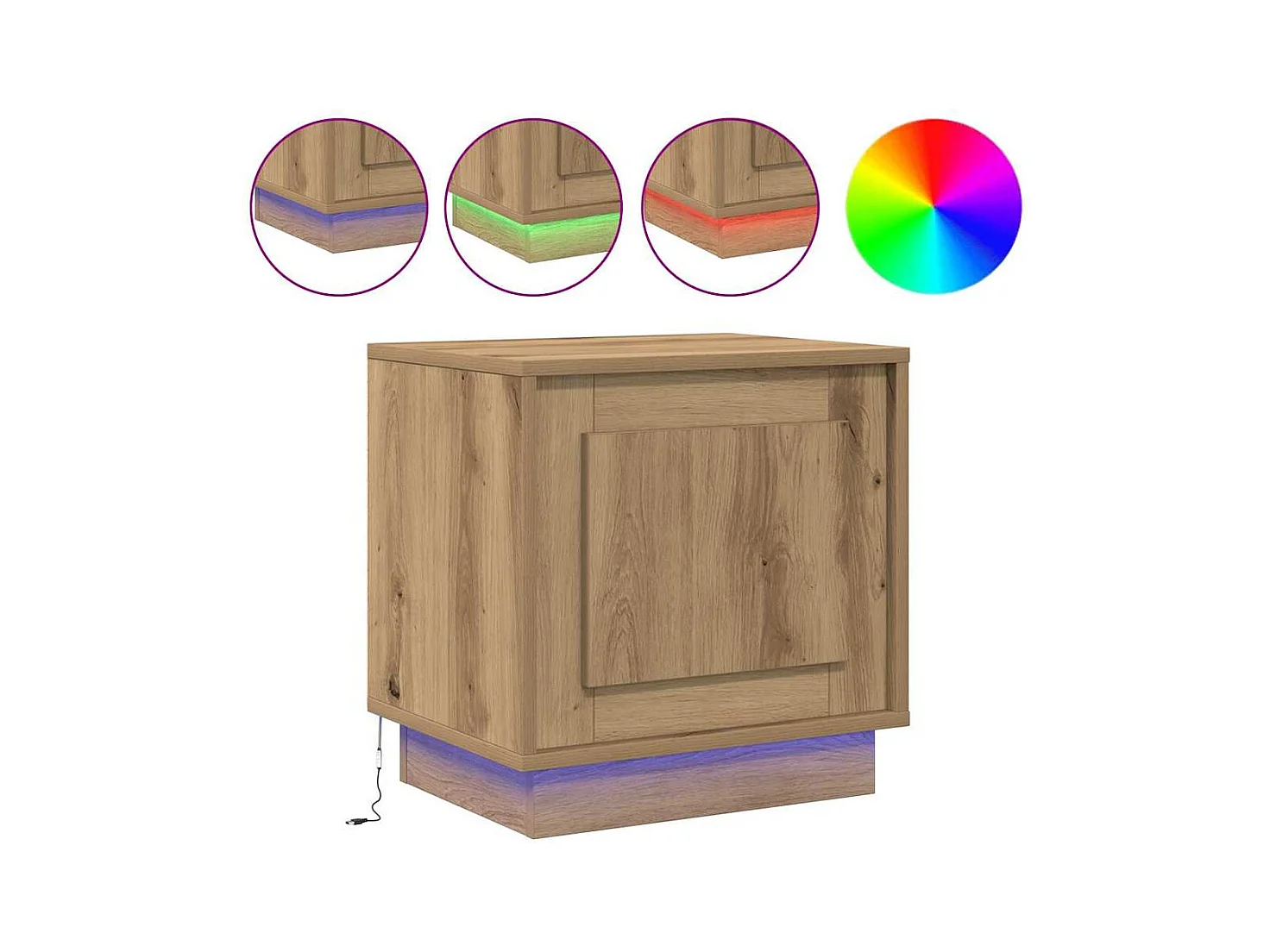 Nachttische mit LED-Leuchten 2 Stück Handgefertigte Eiche 44x34,5x45 cm