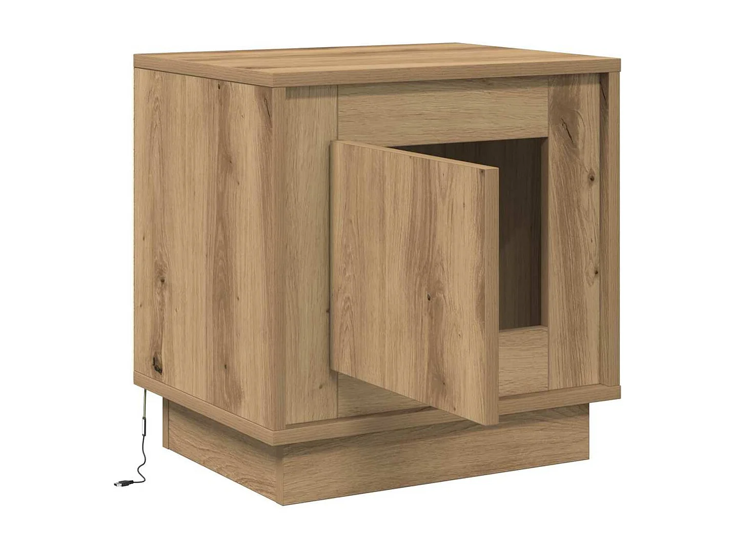 Nachttische mit LED-Leuchten 2 Stück Handgefertigte Eiche 44x34,5x45 cm