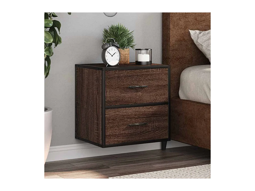 Comodino da parete in rovere marrone 40x31x39,5 cm