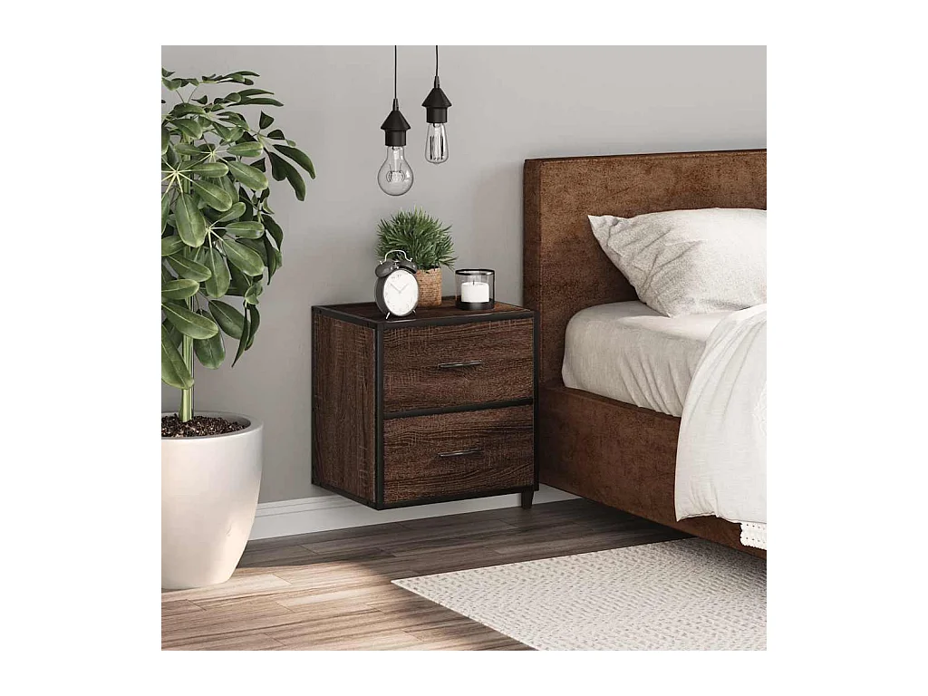 Comodino da parete in rovere marrone 40x31x39,5 cm