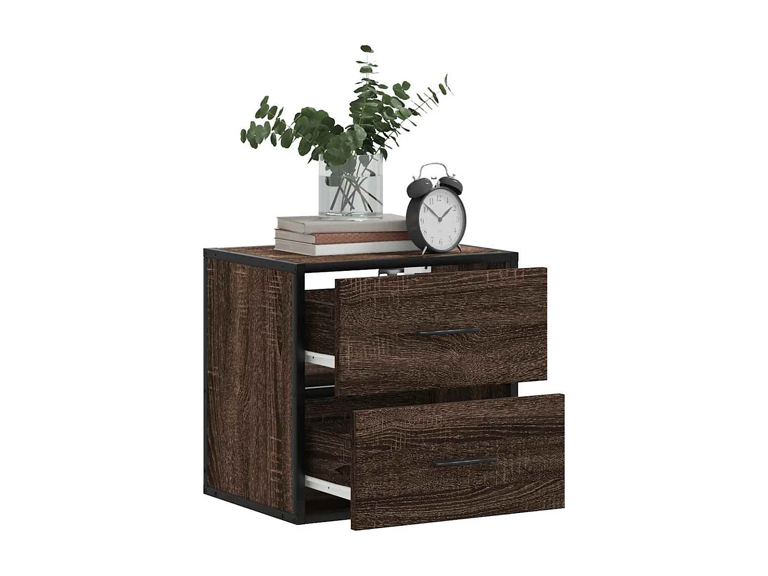 Table de chevet murale chêne marron 40x31x39,5 cm