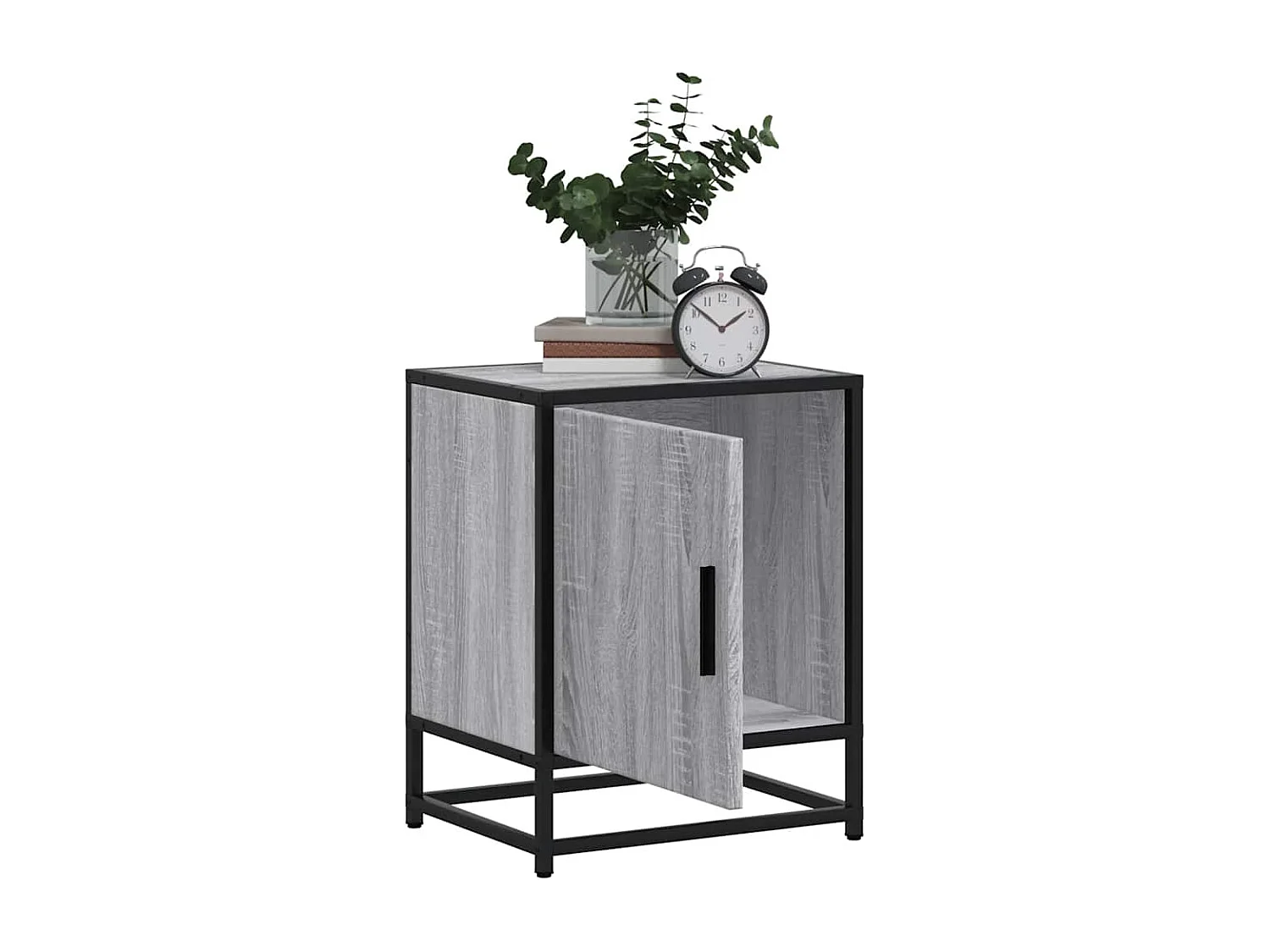 Comodino grigio Sonoma 40x31x50 cm in legno ingegnerizzato e metallo