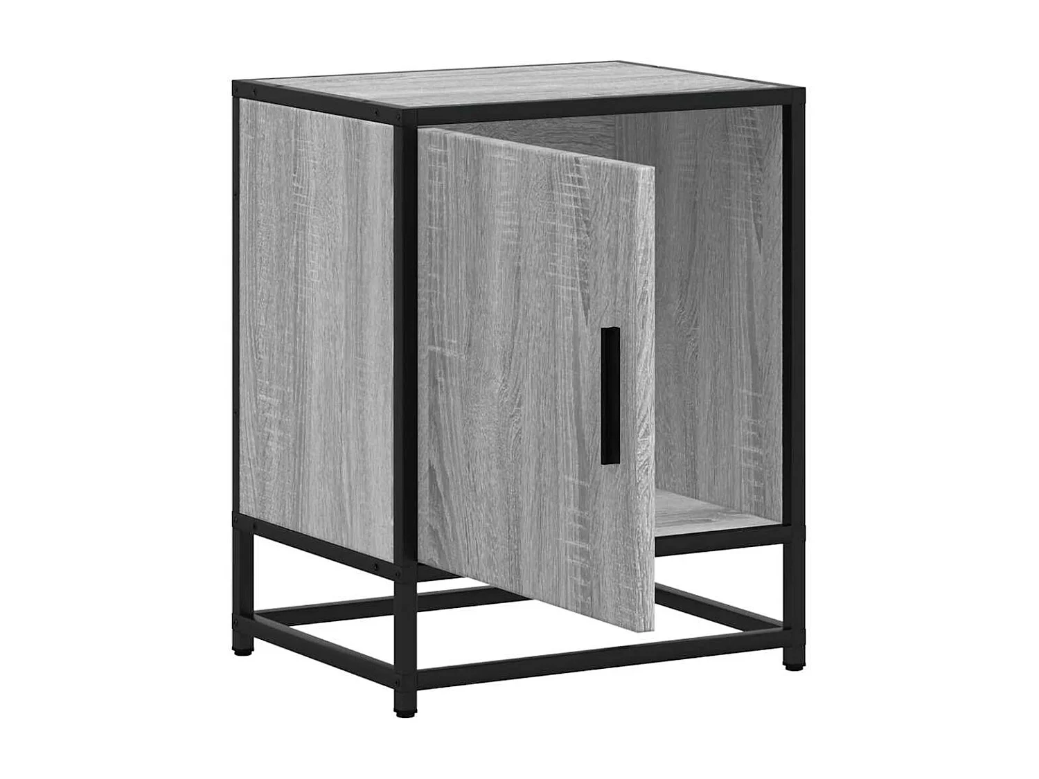 Mesita de noche Sonoma gris 40x31x50 cm madera contrachapada metal