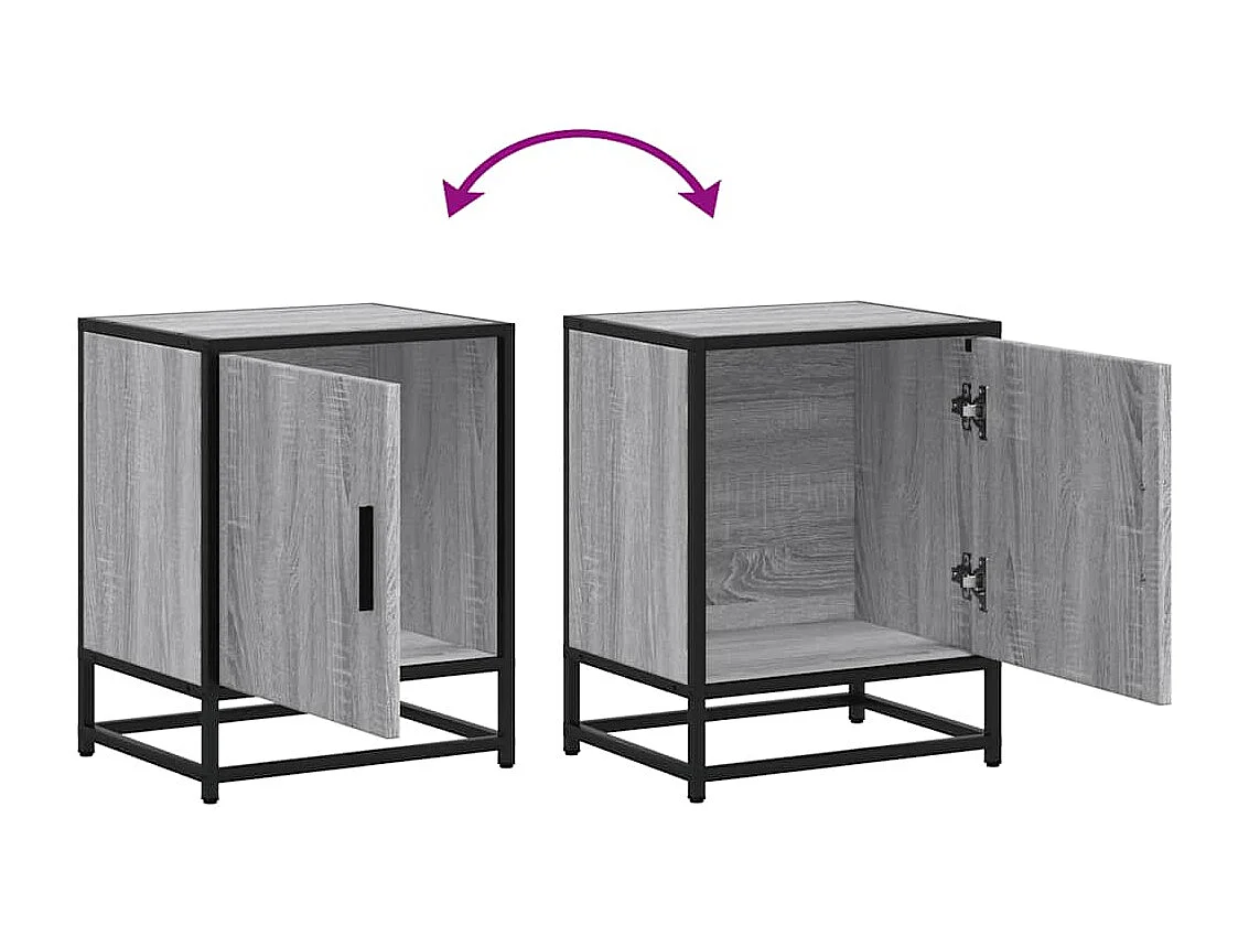 Mesita de noche Sonoma gris 40x31x50 cm madera contrachapada metal